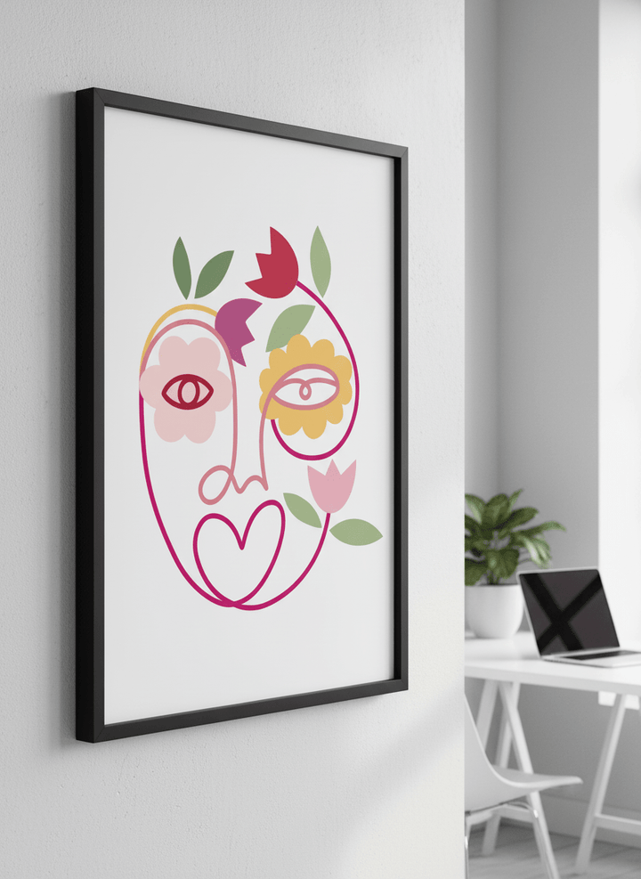 Contemporary wall art featured in a bright modern office workspace