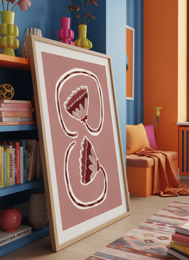 Bold wall art styled in a colourful, eclectic modern home
