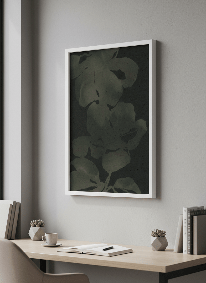 Contemporary wall art featured in a bright modern office workspace
