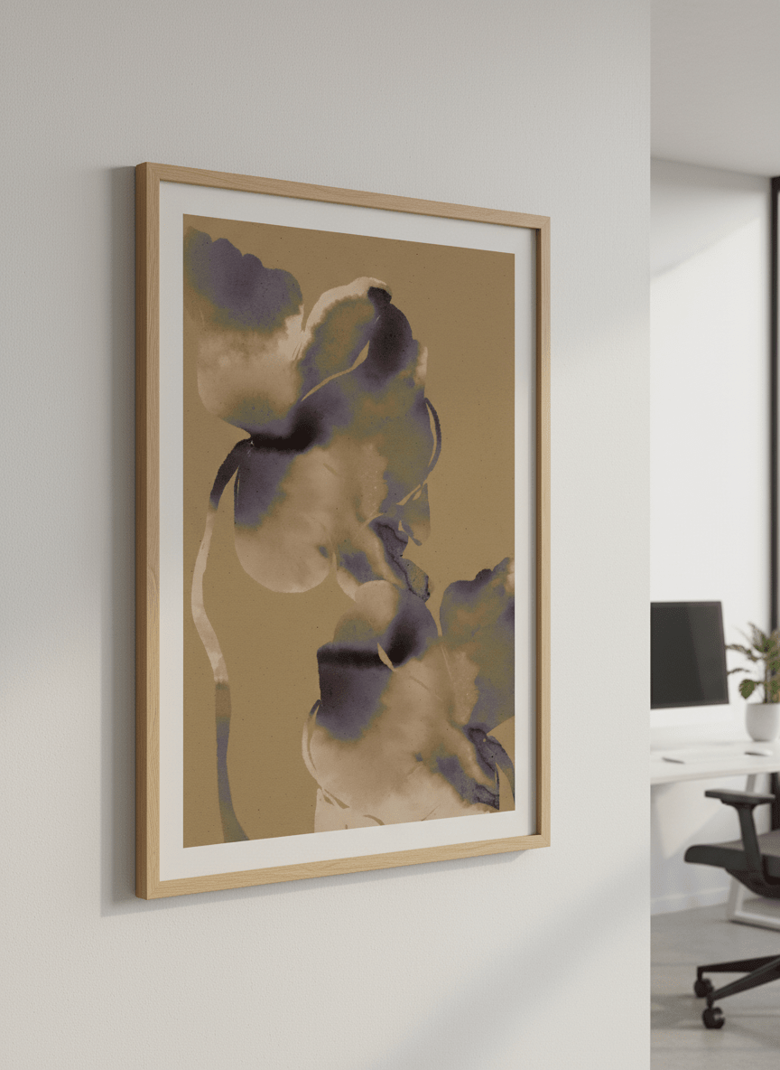 Contemporary wall art featured in a bright modern office workspace