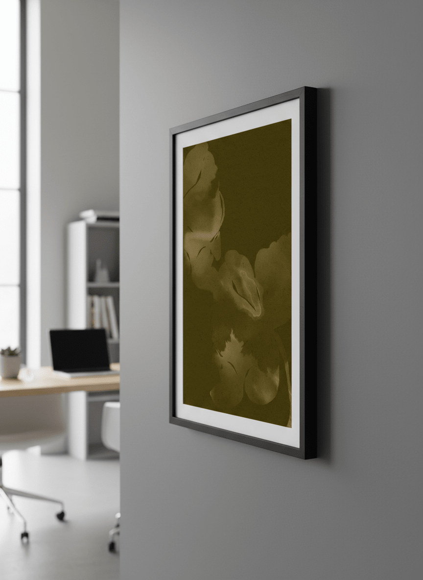 Contemporary wall art featured in a bright modern office workspace