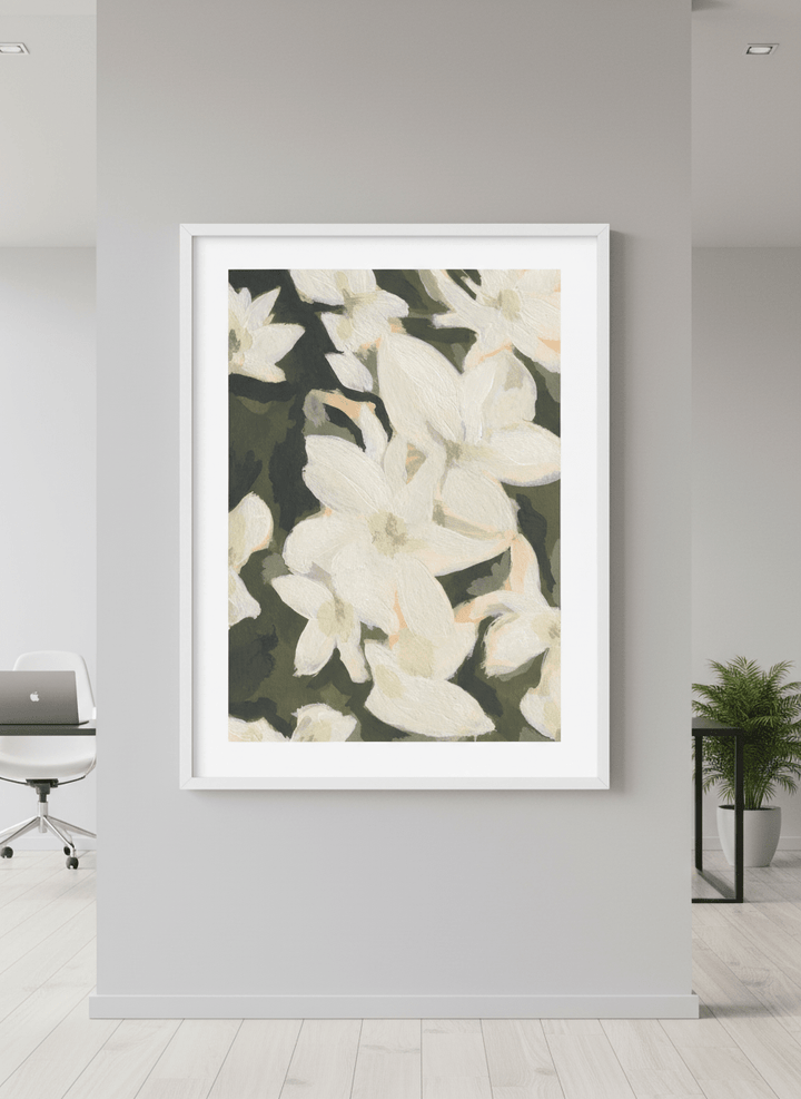 Contemporary wall art featured in a bright modern office workspace