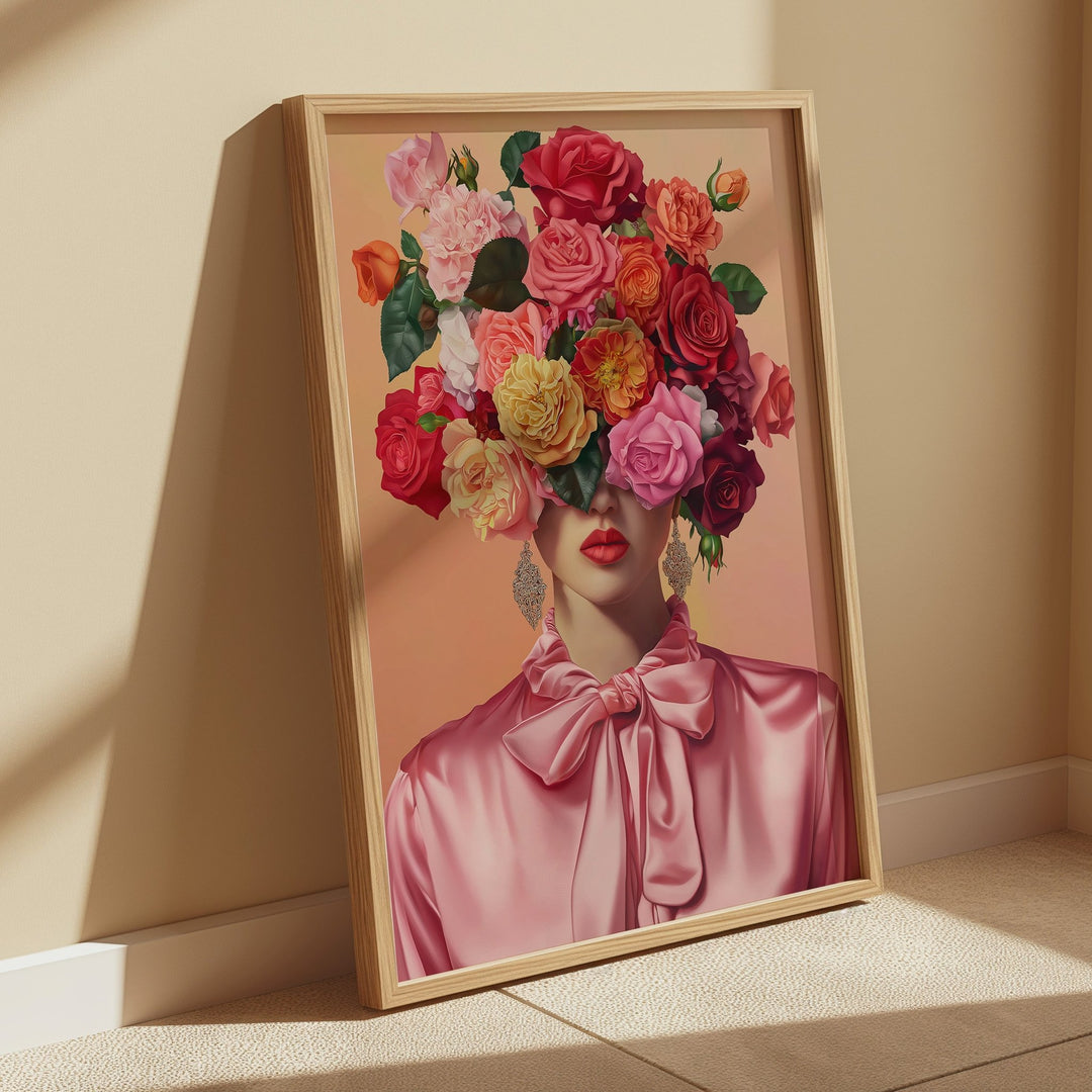 Blooming Grace Wall Art Print,livingroom,timber border