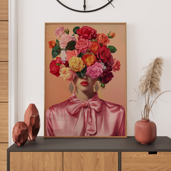 Blooming Grace Wall Art Print,livingroom,timber border