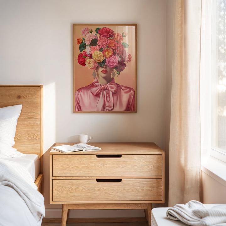 Blooming Grace Wall Art Print,livingroom,timber border