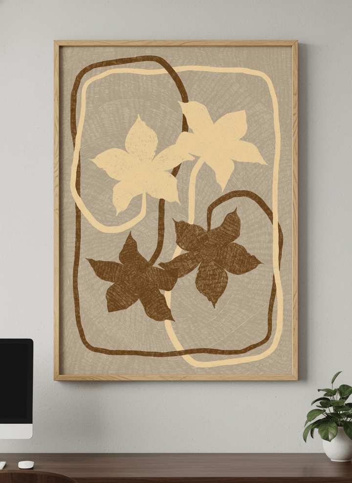 Contemporary wall art featured in a bright modern office workspace