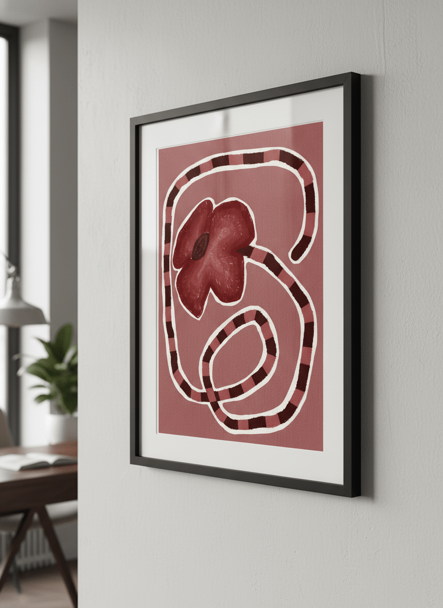Contemporary wall art featured in a bright modern office workspace
