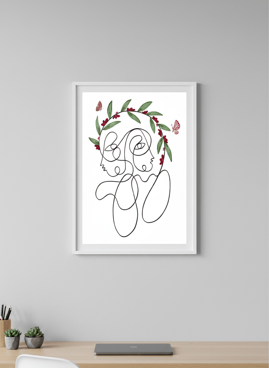 Contemporary wall art featured in a bright modern office workspace