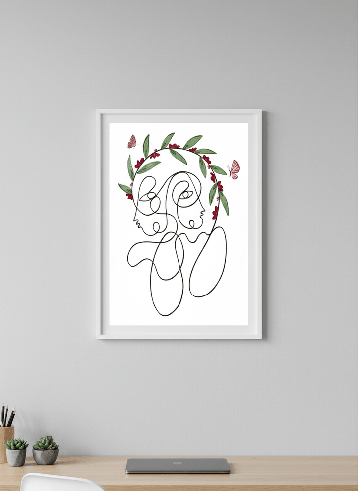 Contemporary wall art featured in a bright modern office workspace