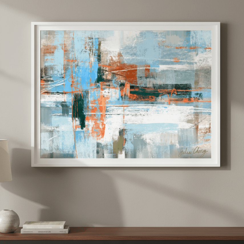Blue and Orange Abstract by Julia Cheney wall - art - picture - poster