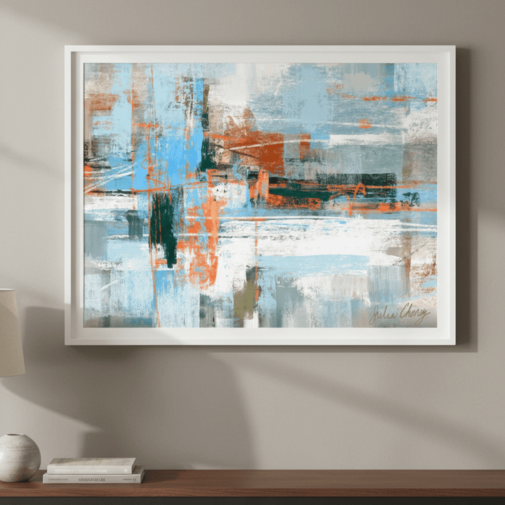 Blue and Orange Abstract by Julia Cheney wall - art - picture - poster