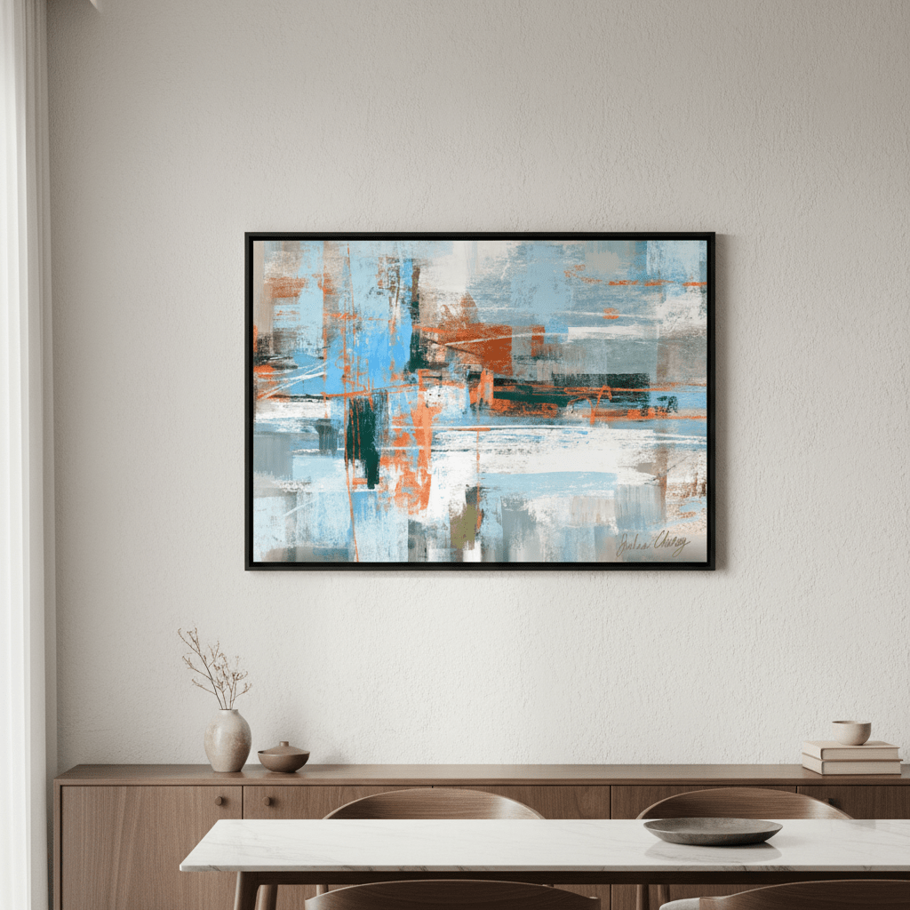 Blue and Orange Abstract by Julia Cheney wall - art - picture - poster