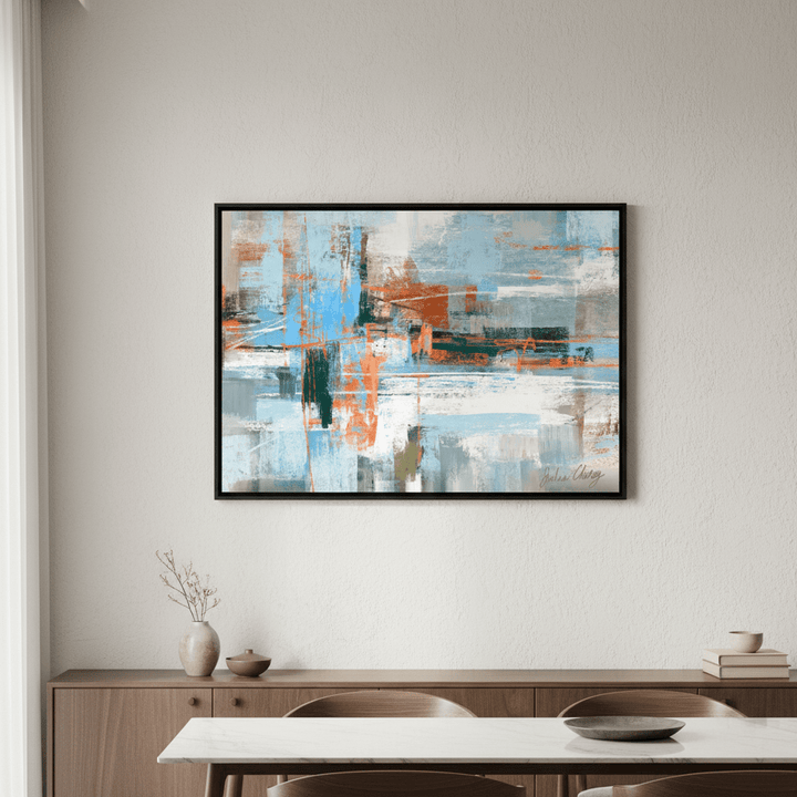 Blue and Orange Abstract by Julia Cheney wall - art - picture - poster
