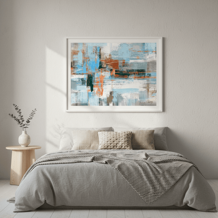 Blue and Orange Abstract by Julia Cheney wall - art - picture - poster