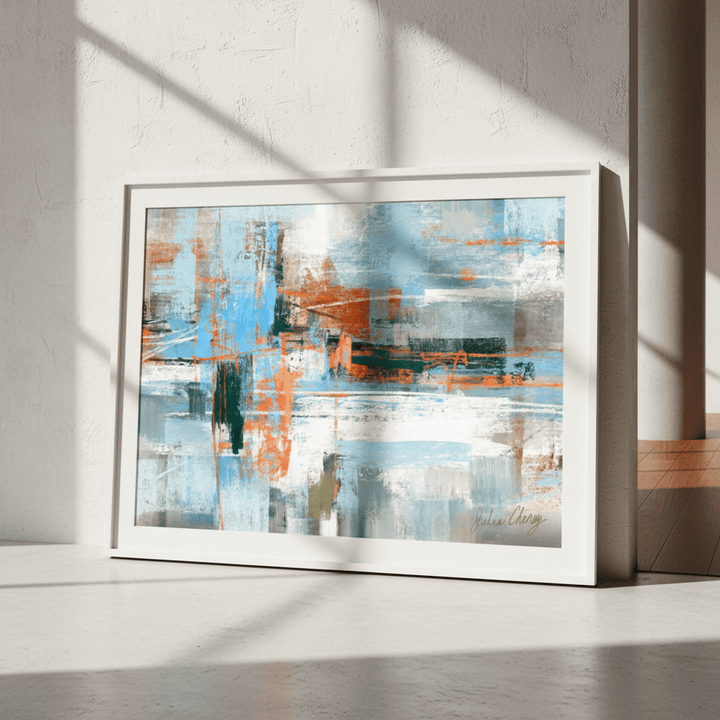 Blue and Orange Abstract by Julia Cheney wall - art - picture - poster