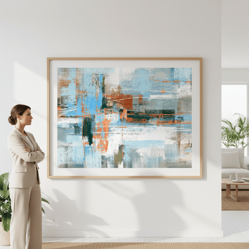 Blue and Orange Abstract by Julia Cheney wall - art - picture - poster