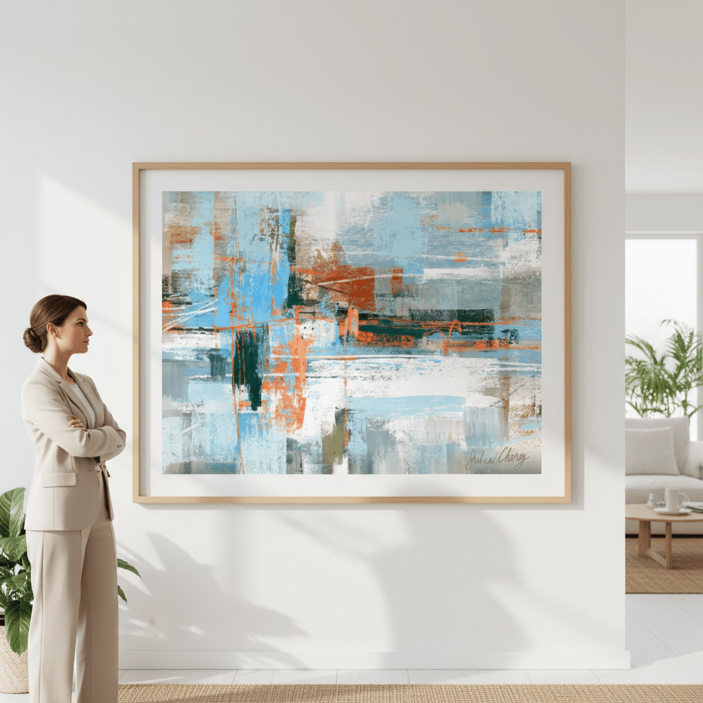 Blue and Orange Abstract by Julia Cheney wall - art - picture - poster