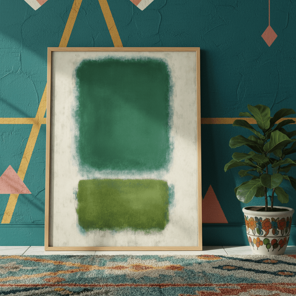 Blue, Beige And Green Abstract Wall Art Inspired by Mark Rothko wall - art - picture - poster
