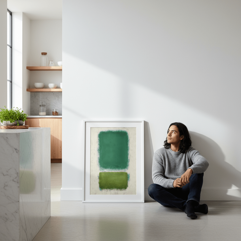 Blue, Beige And Green Abstract Wall Art Inspired by Mark Rothko wall - art - picture - poster