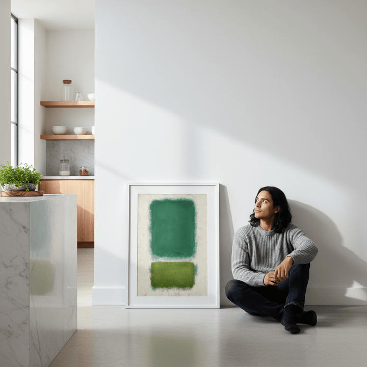 Blue, Beige And Green Abstract Wall Art Inspired by Mark Rothko wall - art - picture - poster