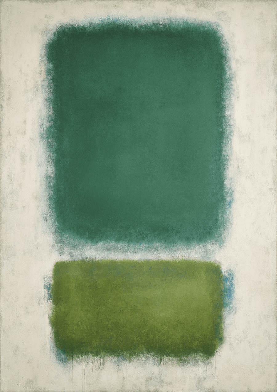 Blue, Beige And Green Abstract Wall Art Inspired by Mark Rothko