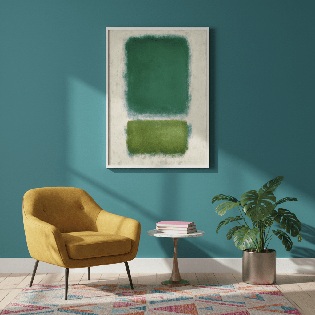 Blue, Beige And Green Abstract Wall Art Inspired by Mark Rothko wall - art - picture - poster