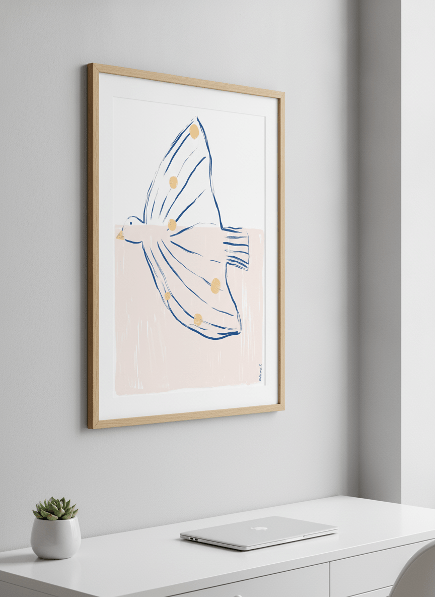 Contemporary wall art featured in a bright modern office workspace