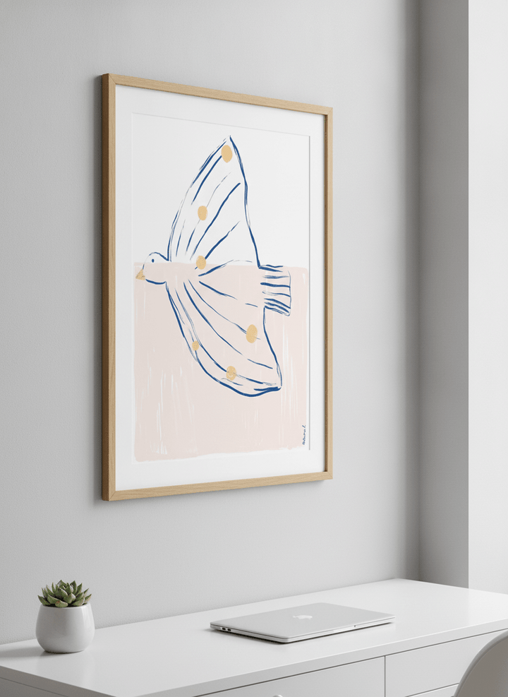 Contemporary wall art featured in a bright modern office workspace