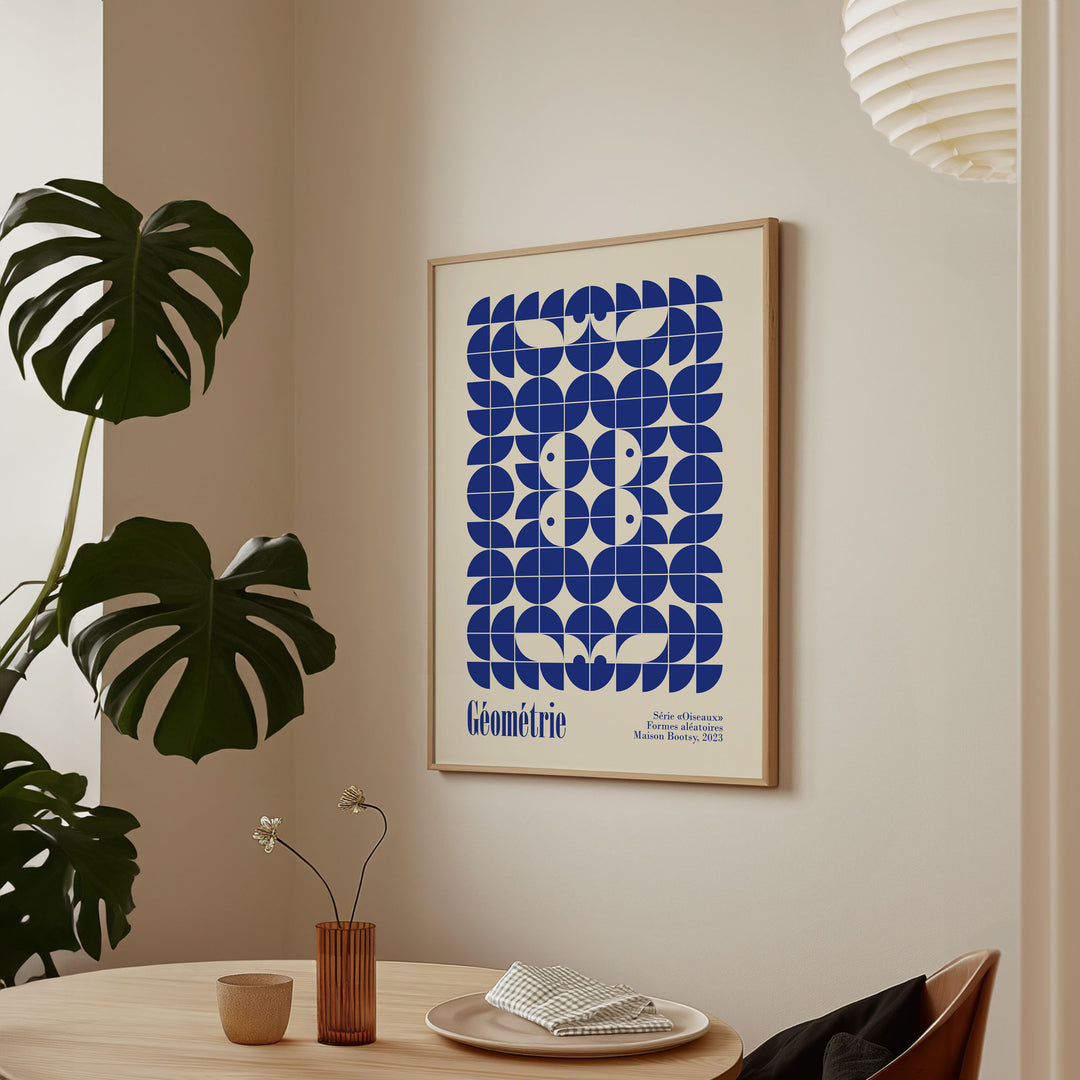 blue geomtric pattern wall art kitchen print