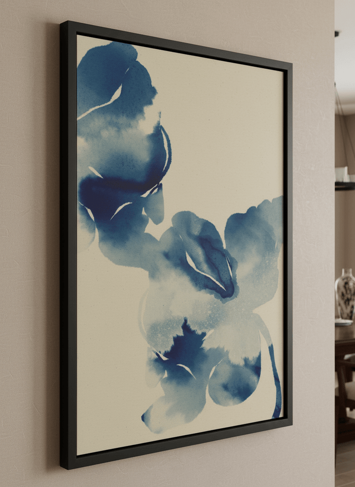 Wall art styled above a dining table in a contemporary home