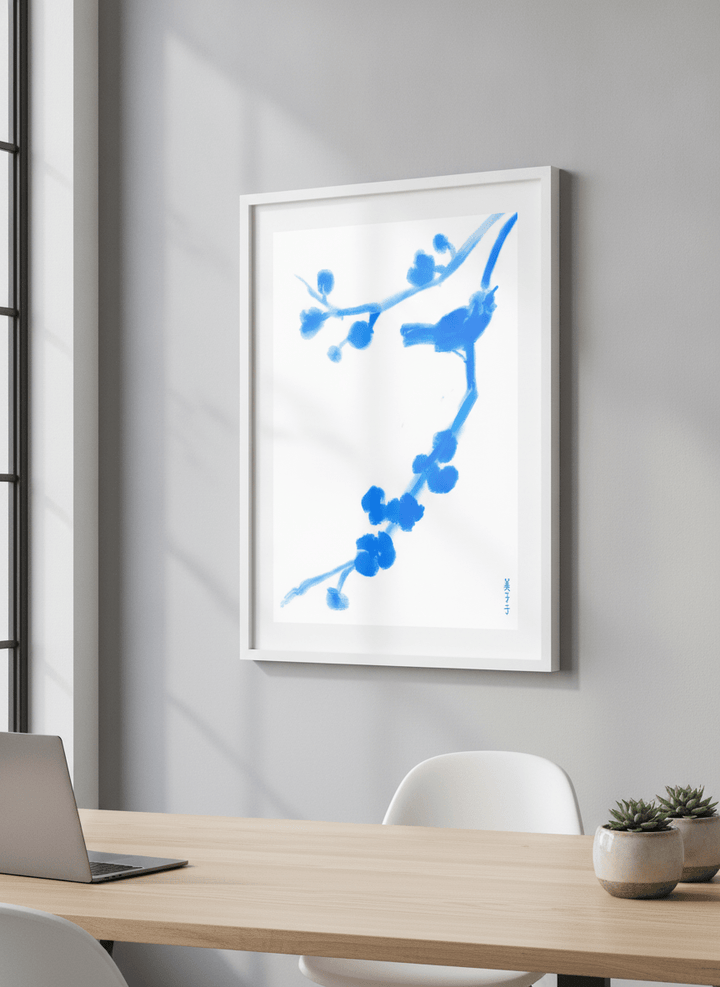 Contemporary wall art featured in a bright modern office workspace