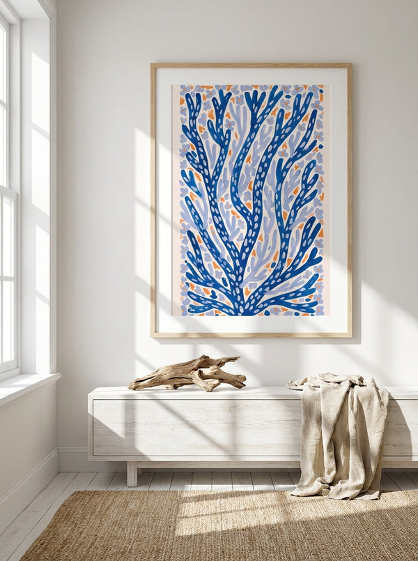 Blue Coral Botanical By Treechild | Art & Canvas Print
