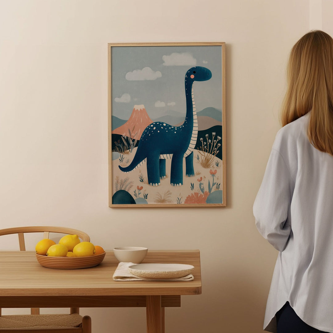 Blue Dinosaur Kids Wall Art Nursery Print wall - art - picture - poster