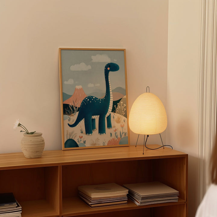 Blue Dinosaur Kids Wall Art Nursery Print wall - art - picture - poster