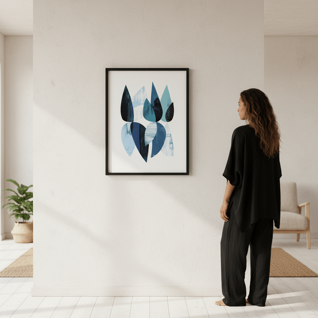 Blue Floral Abstract by Deer Muskeeter wall - art - picture - poster