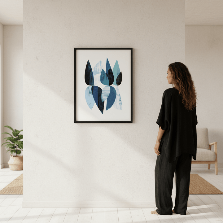 Blue Floral Abstract by Deer Muskeeter wall - art - picture - poster