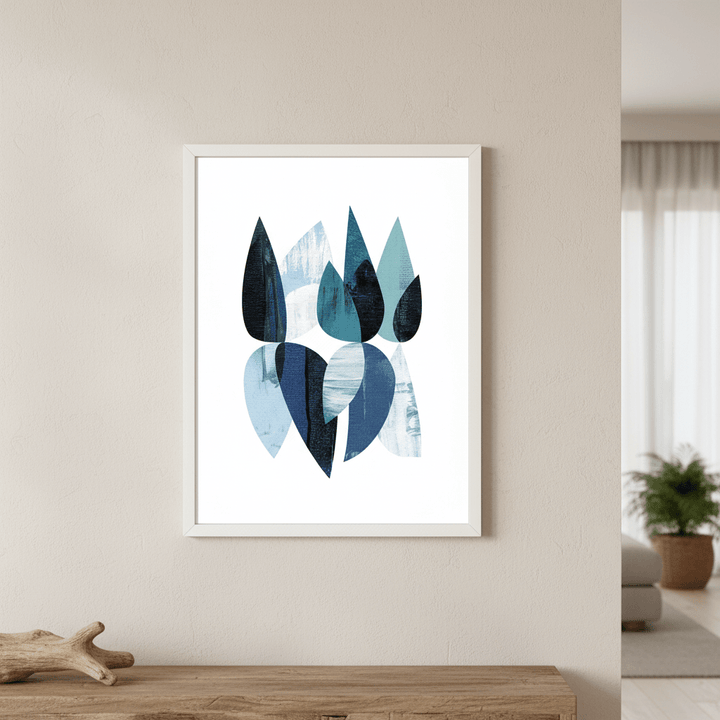 Blue Floral Abstract by Deer Muskeeter wall - art - picture - poster