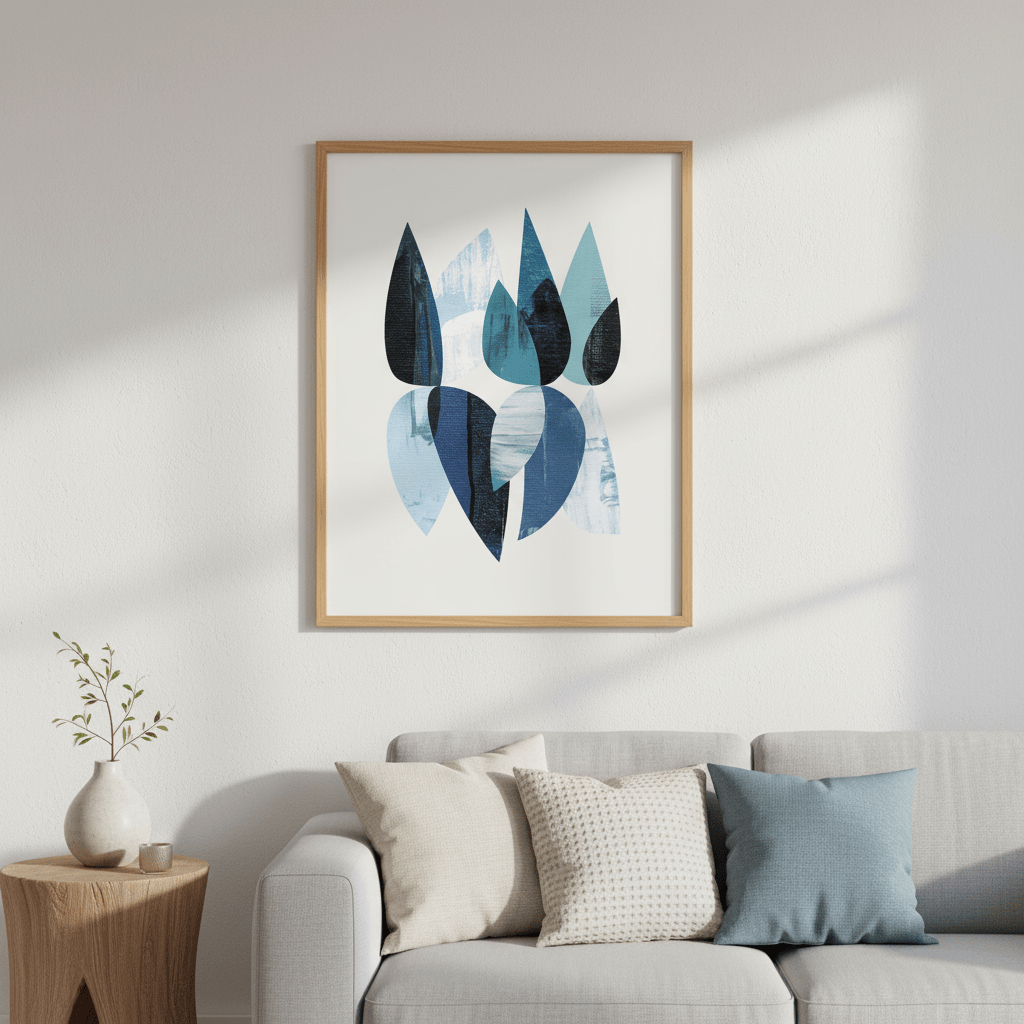 Blue Floral Abstract by Deer Muskeeter wall - art - picture - poster