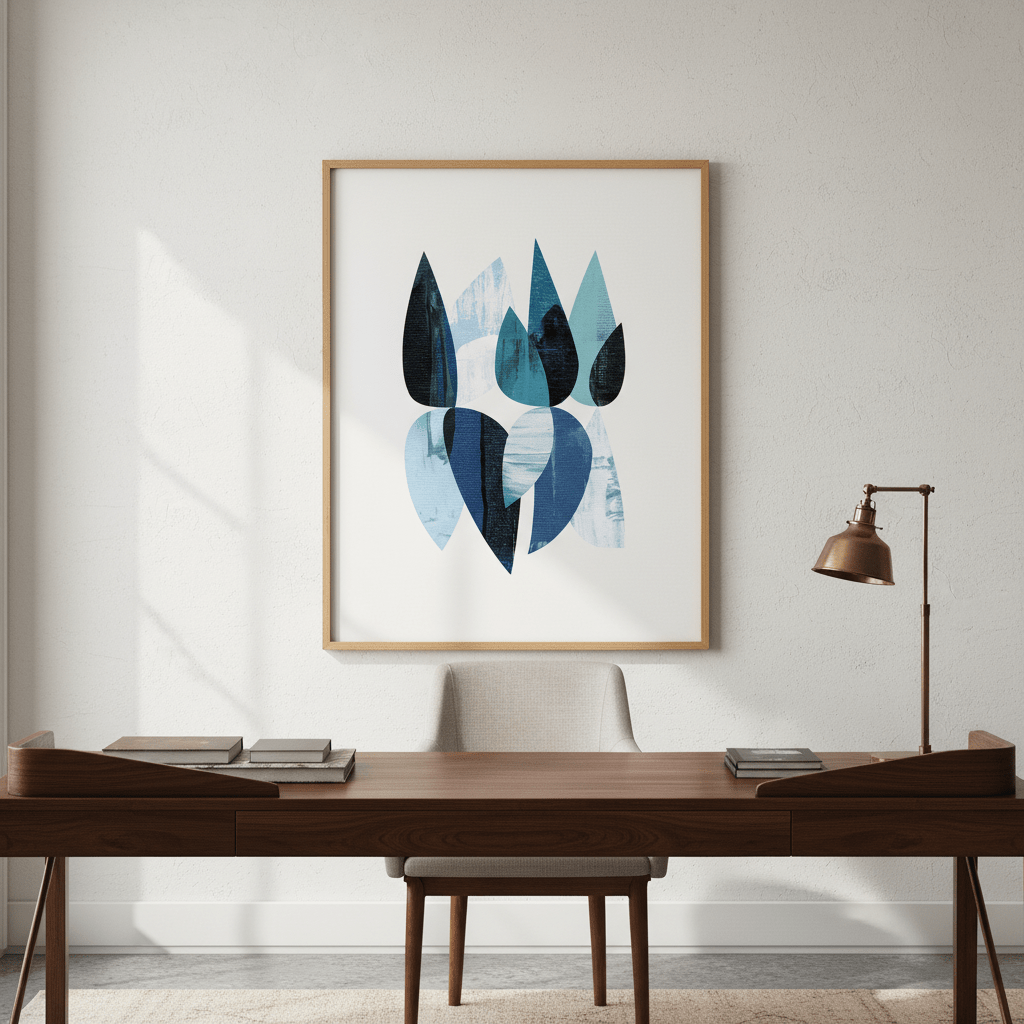 Blue Floral Abstract by Deer Muskeeter wall - art - picture - poster