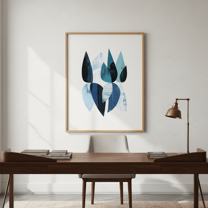 Blue Floral Abstract by Deer Muskeeter wall - art - picture - poster