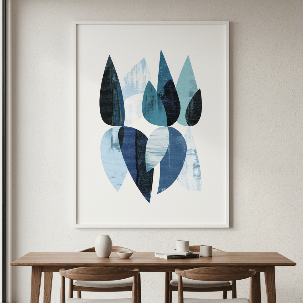 Blue Floral Abstract by Deer Muskeeter wall - art - picture - poster