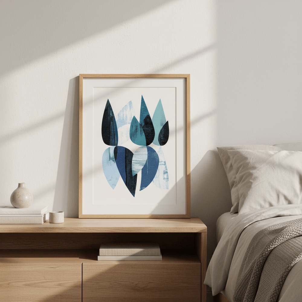 Blue Floral Abstract by Deer Muskeeter wall - art - picture - poster