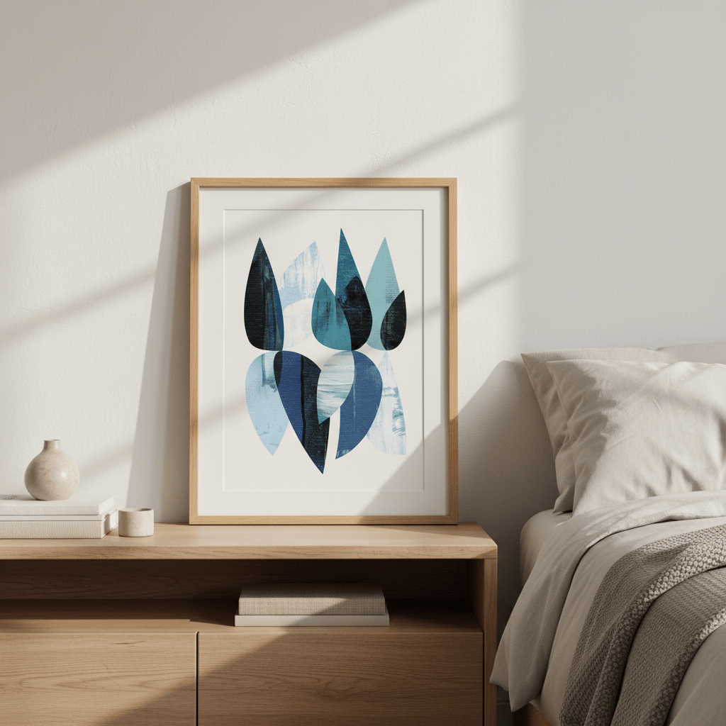 Blue Floral Abstract by Deer Muskeeter wall - art - picture - poster