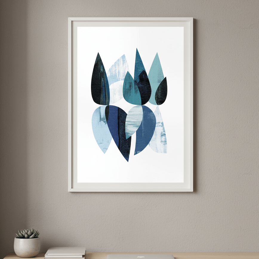 Blue Floral Abstract by Deer Muskeeter wall - art - picture - poster