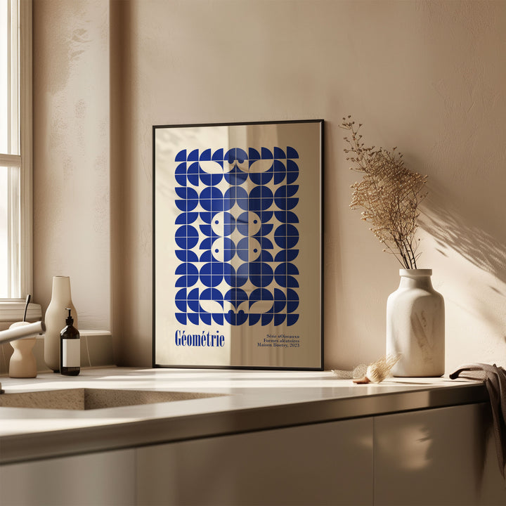 blue geomtric pattern wall art kitchen print wall art