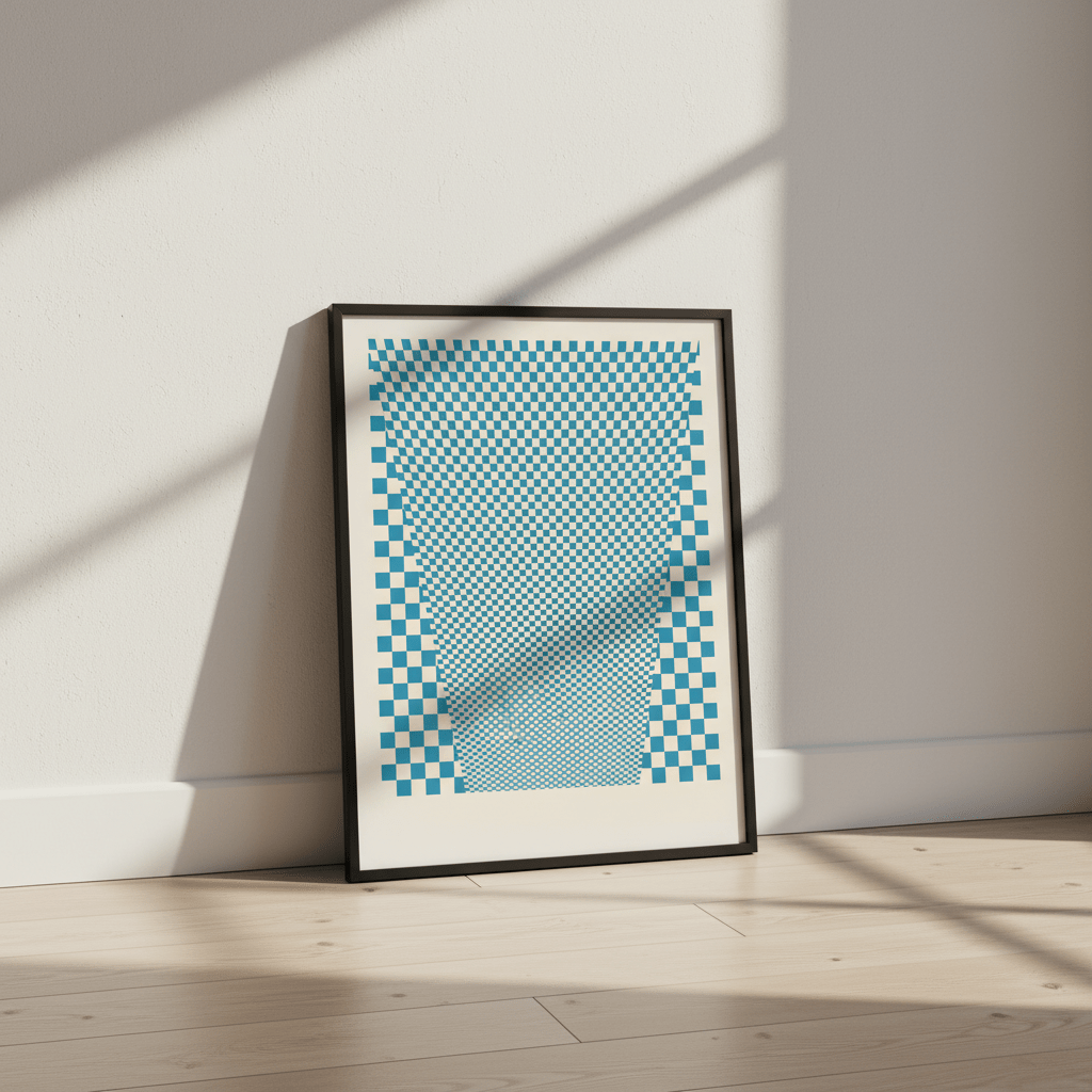 Blue Geometric Tiles wall - art - picture - poster