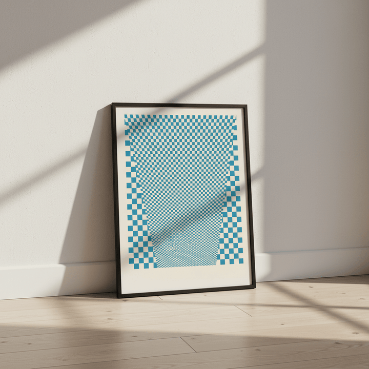 Blue Geometric Tiles wall - art - picture - poster