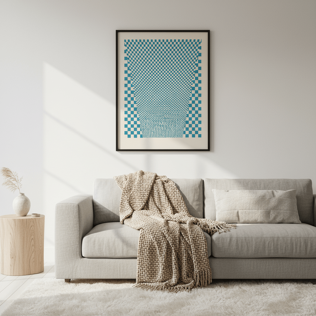 Blue Geometric Tiles wall - art - picture - poster