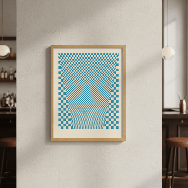 Blue Geometric Tiles wall - art - picture - poster