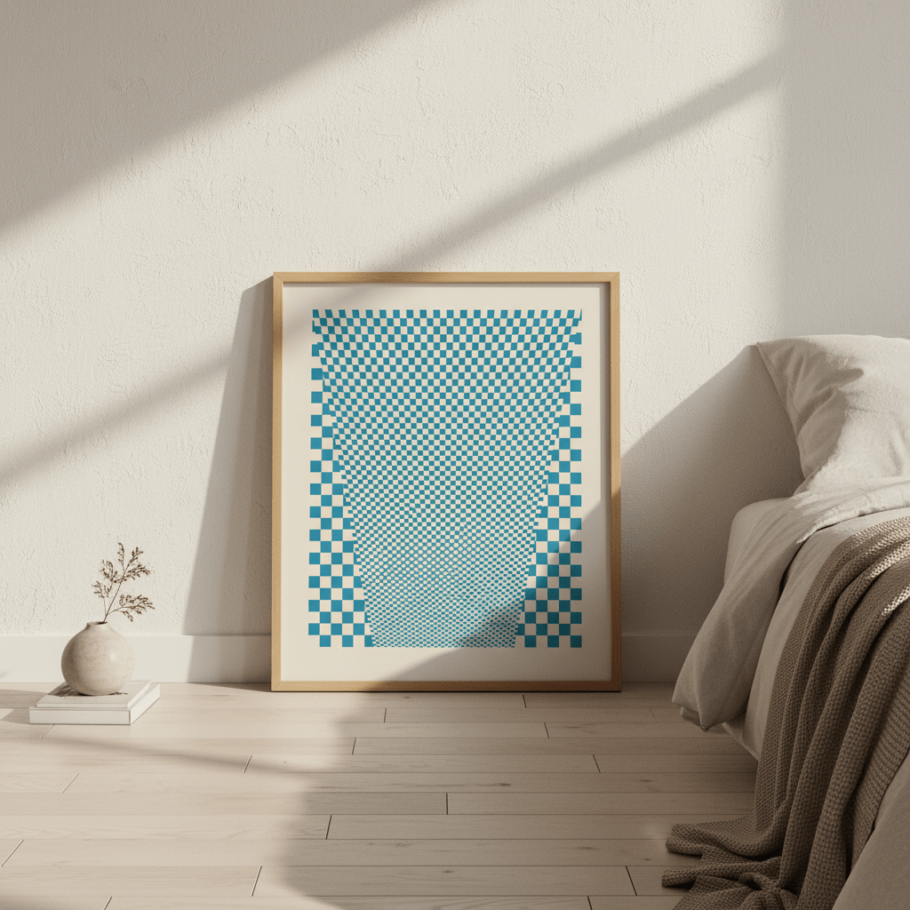 Blue Geometric Tiles wall - art - picture - poster